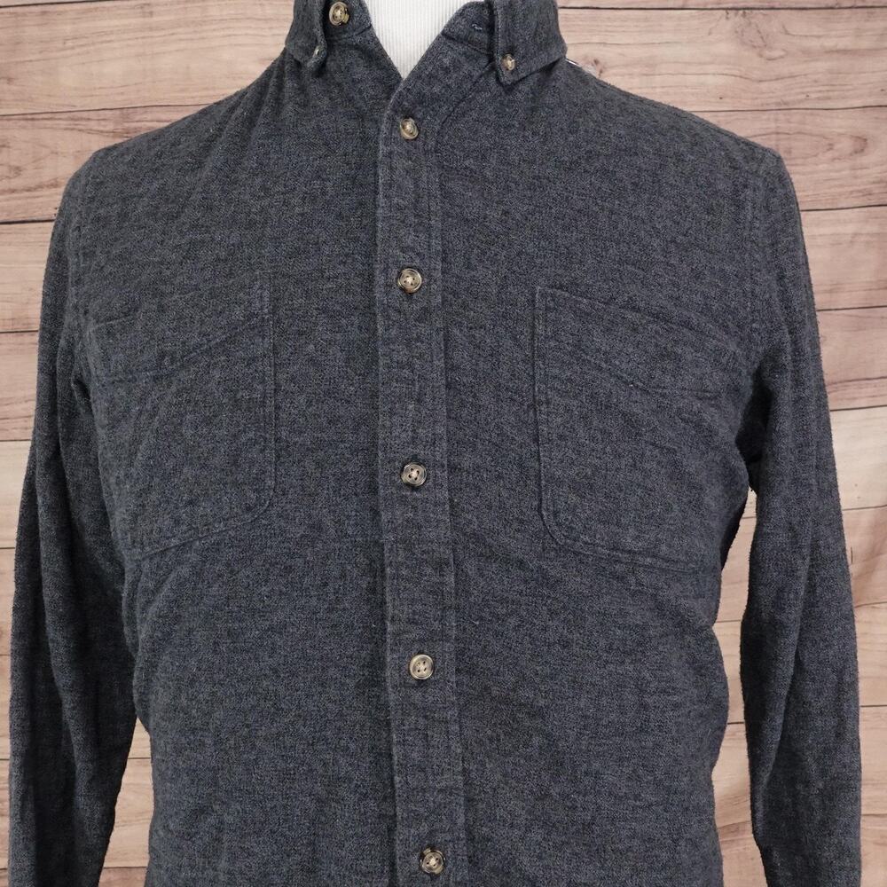 Wallin & Bros. Shirt Mens Large Gray Solid Flannel Long Sleeve Button Down